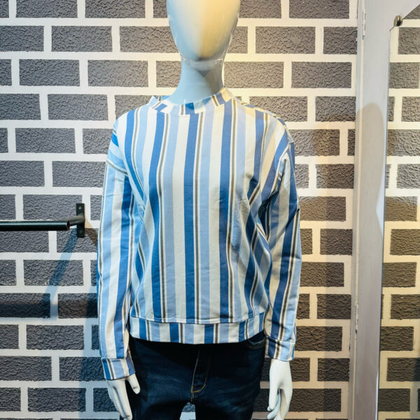 Sky Blue Stripe oversize drop Shoulder T-shirt