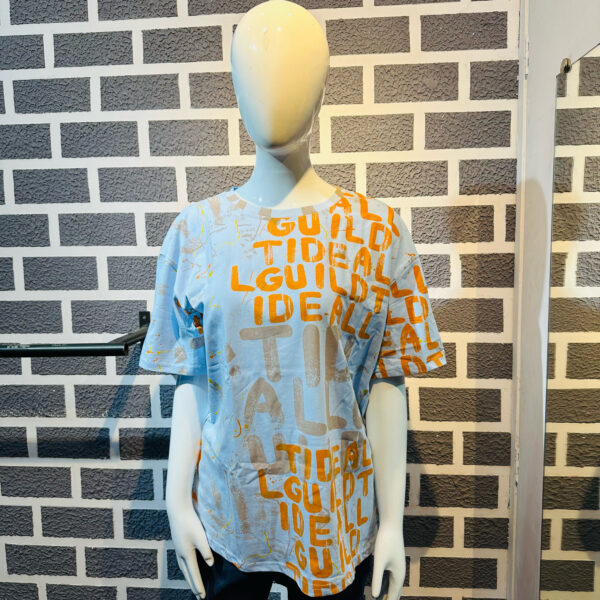 Sky Blue oversize Printed T-shirt Half Sleeve