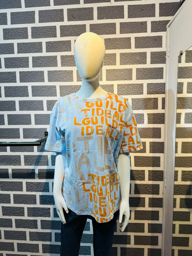 Sky Blue oversize Printed T-shirt Half Sleeve