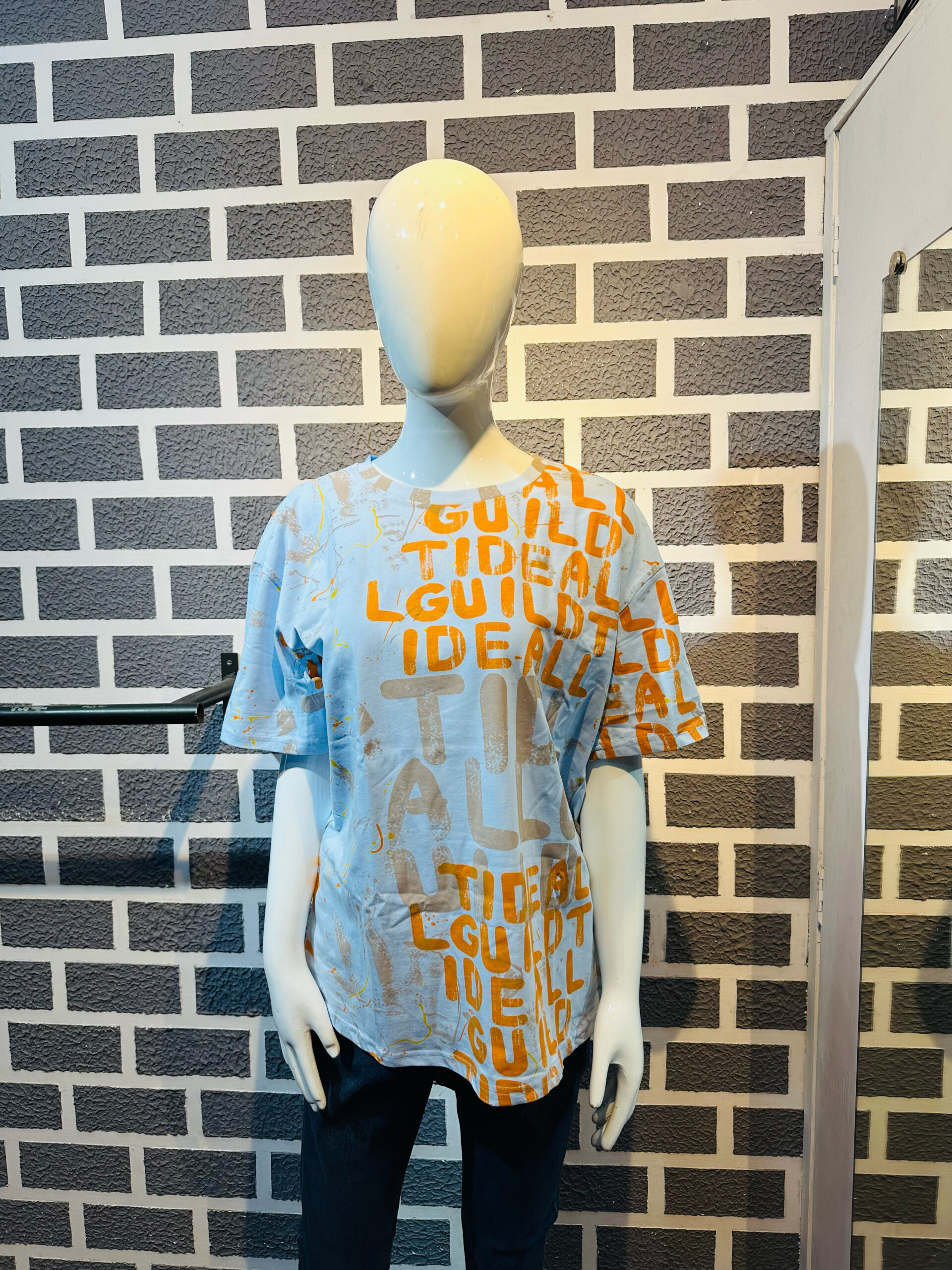 Sky Blue oversize Printed T-shirt Half Sleeve