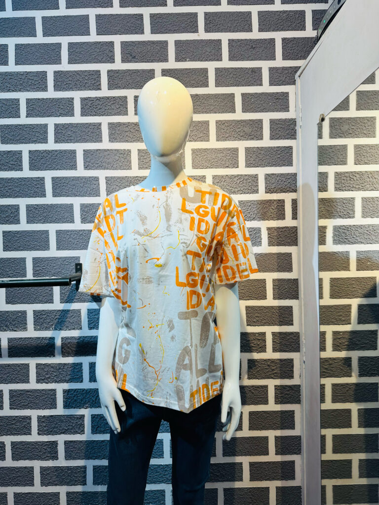 White oversize Printed T-shirt Half Sleeve