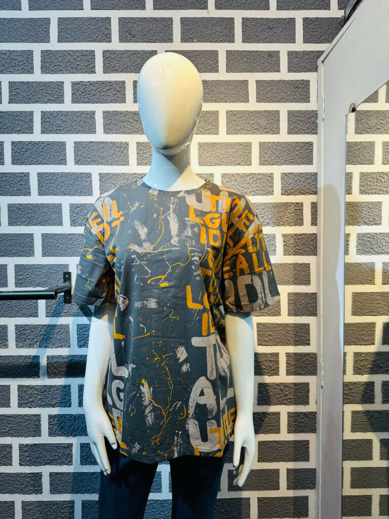 Grey oversize Printed T-shirt Half Sleeve