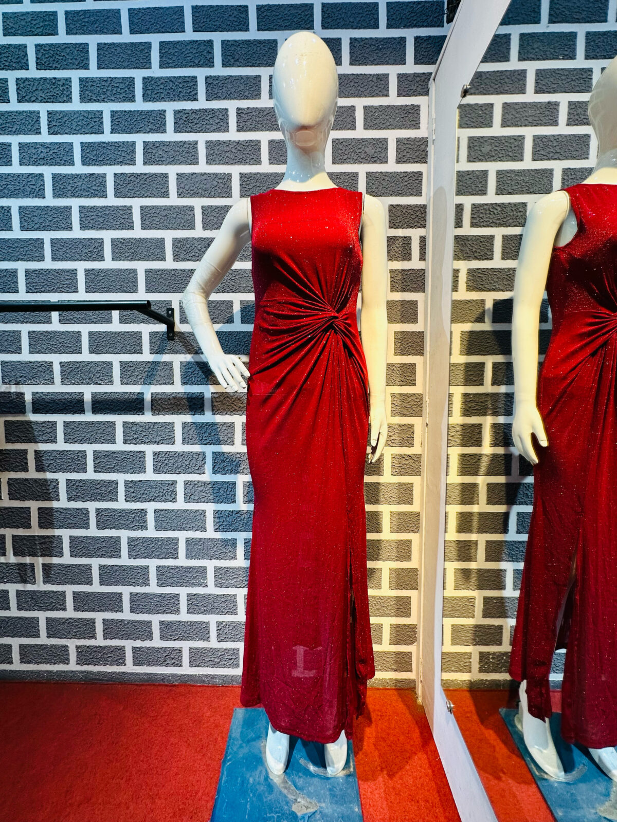 Partywear Red Gown Slit Style