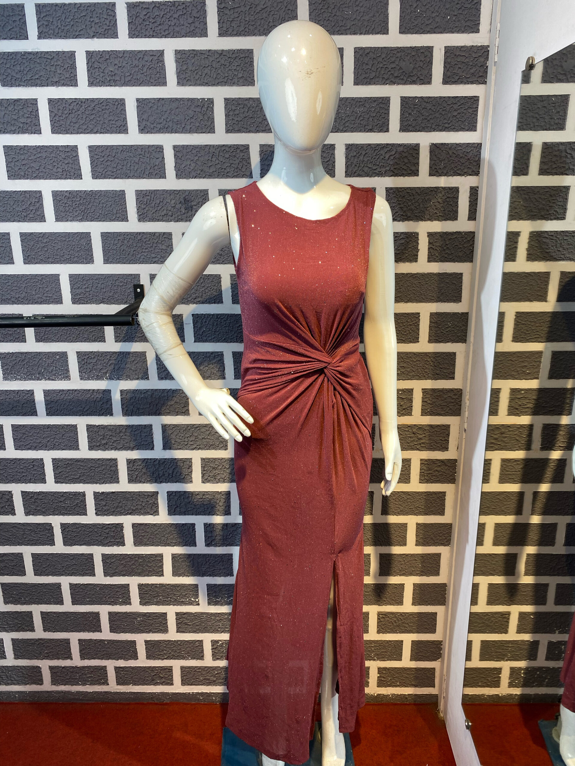 Dark Pink Partywear Slit Style Gown