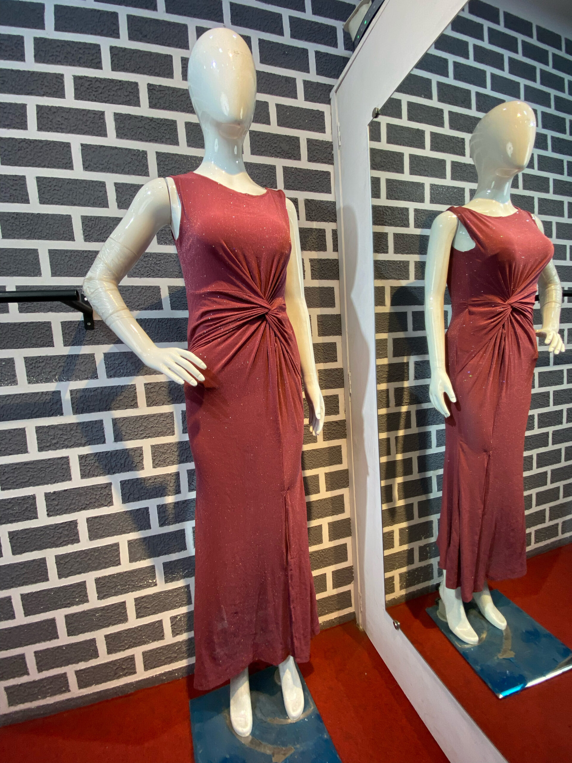 Dark Pink Partywear Slit Style Gown
