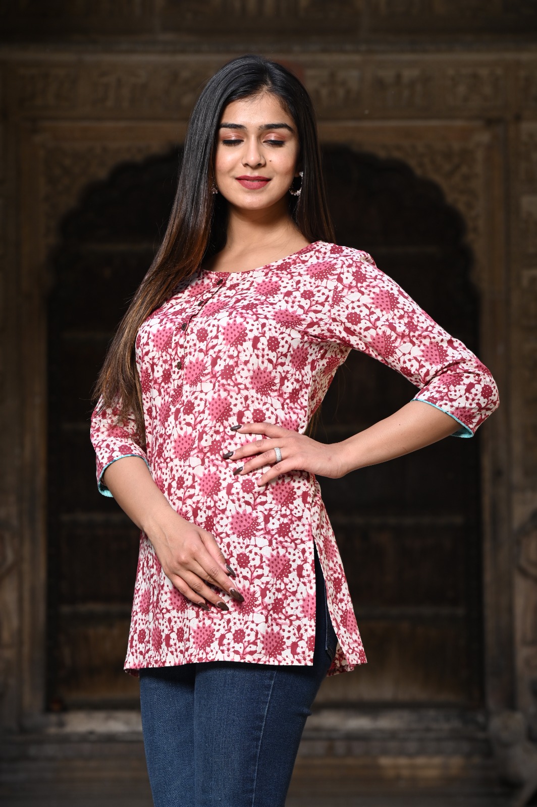 Floral Rajasthani Hand Block Print Cotton Top