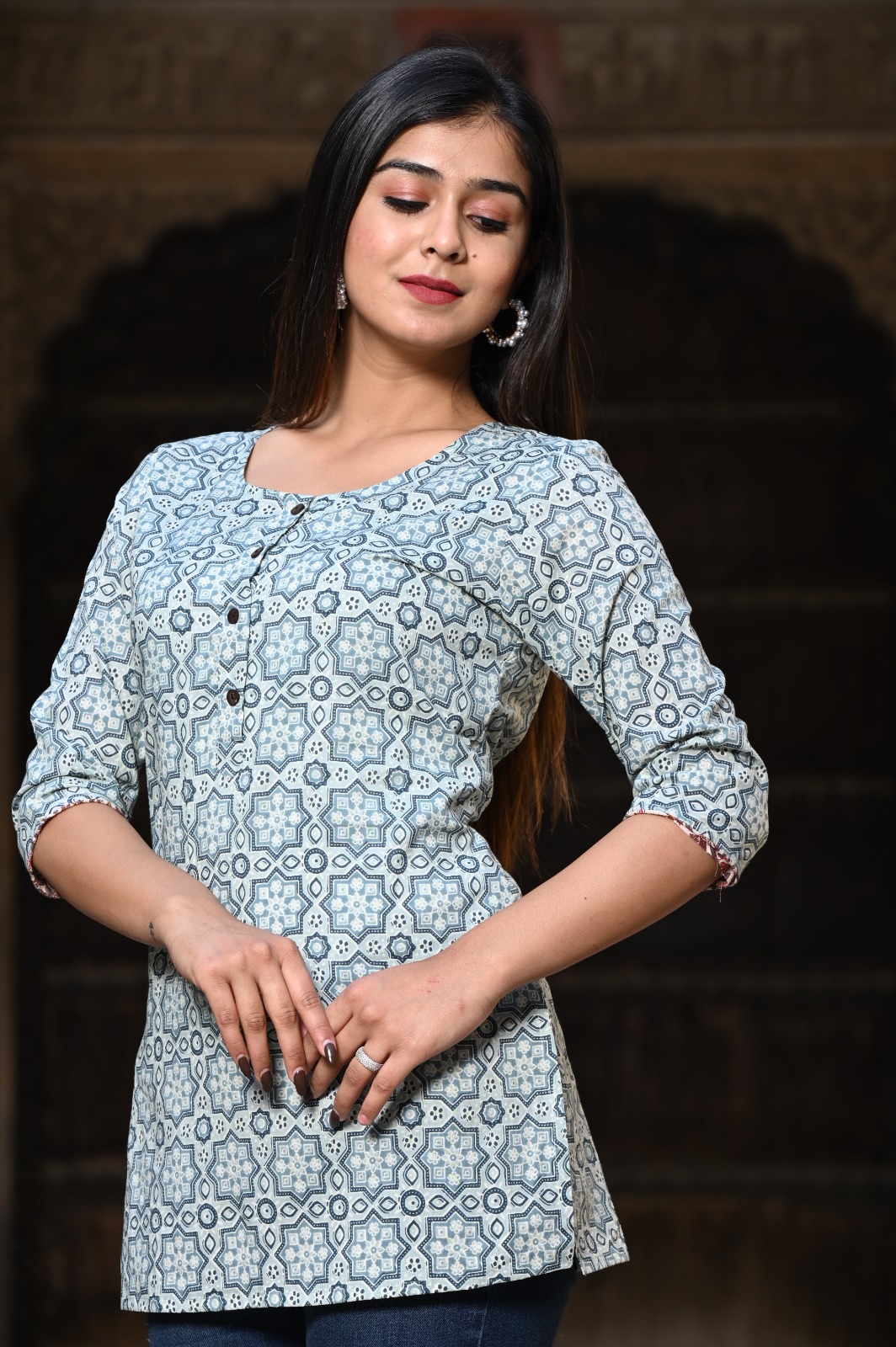 Floral Rajasthani Hand Block Print Cotton Top