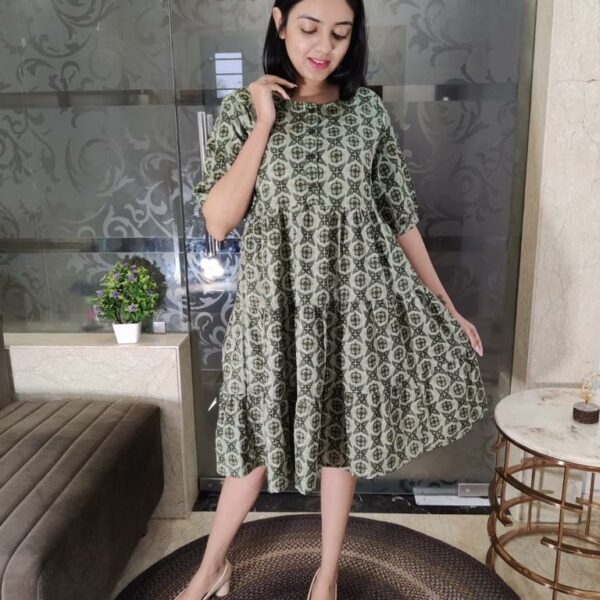 Rajasthani Hand Block Print Cotton Knee Length Midi