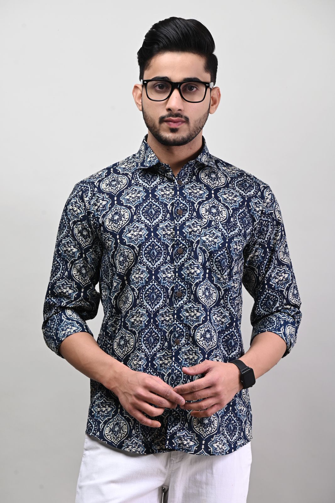Rajasthani Hand Block Print Cotton Full Sleeve Shirt