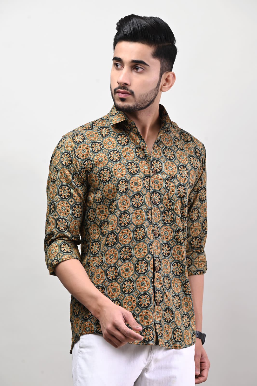Rajasthani Hand Block Print Cotton Full Sleeve Shirt