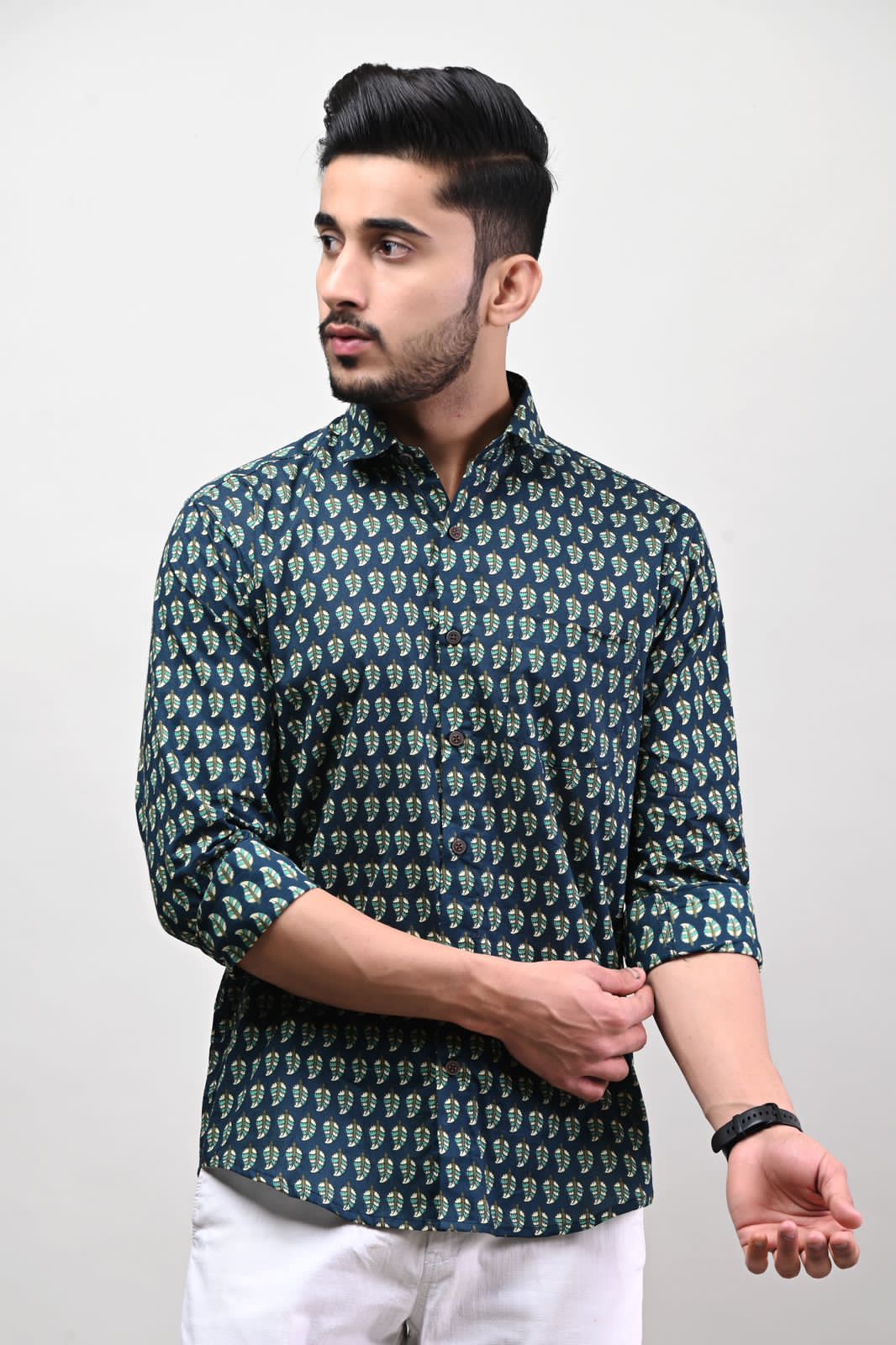 Rajasthani Hand Block Print Cotton Full Sleeve Shirt