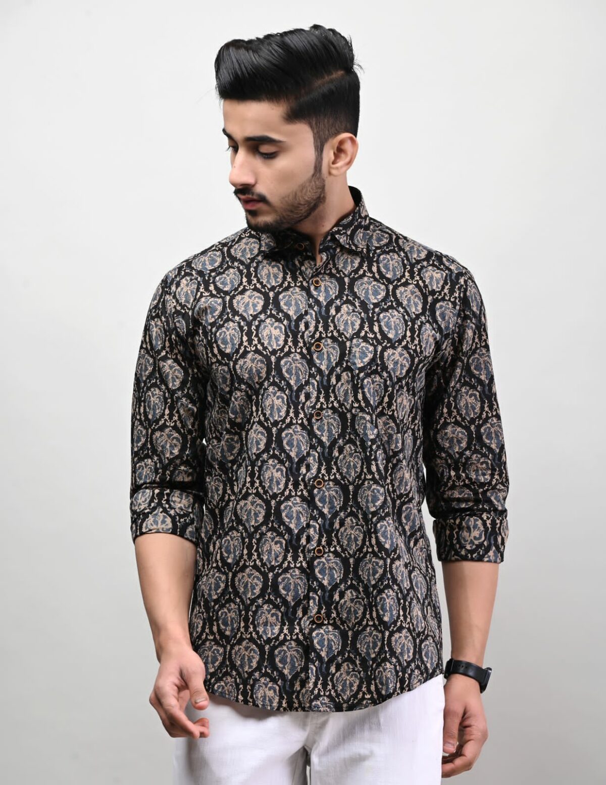 Rajasthani Hand Block Print Cotton Full Sleeve Shirt