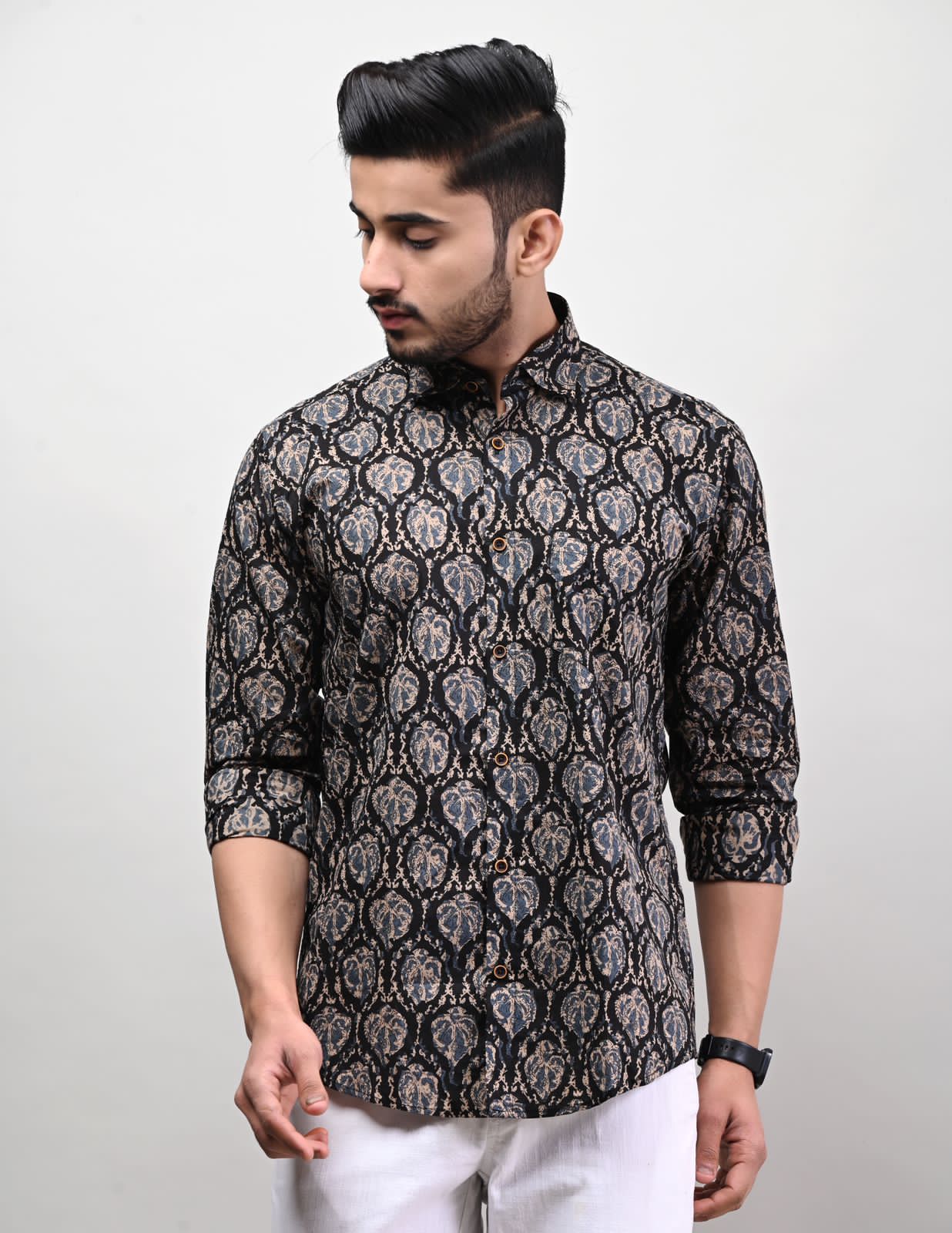 Rajasthani Hand Block Print Cotton Full Sleeve Shirt