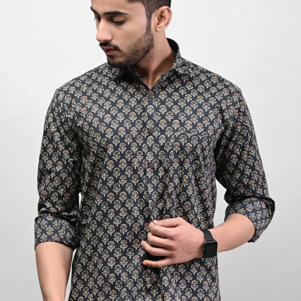 Rajasthani Hand Block Print Cotton Full Sleeve Shirt