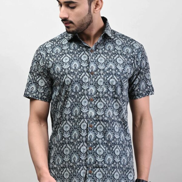 Rajasthani Hand Block Print Cotton Half Sleeve Shirt
