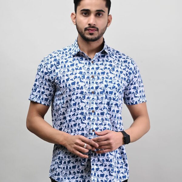 Rajasthani Hand Block Print Cotton Half Sleeve Shirt