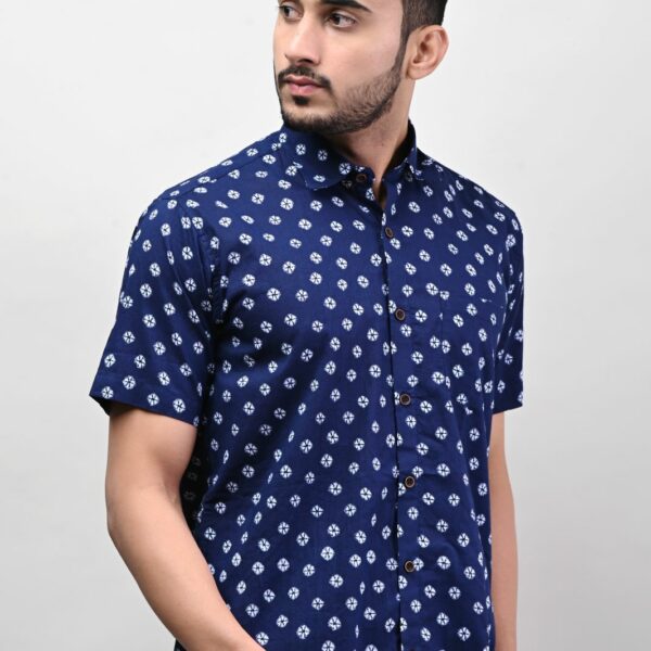 Rajasthani Hand Block Print Cotton Half Sleeve Shirt