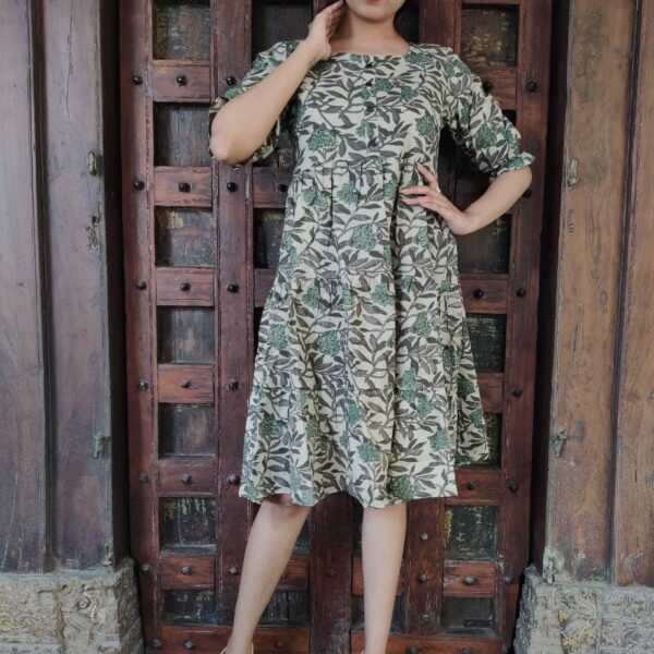 Rajasthani Hand Block Print Cotton Knee Length Midi
