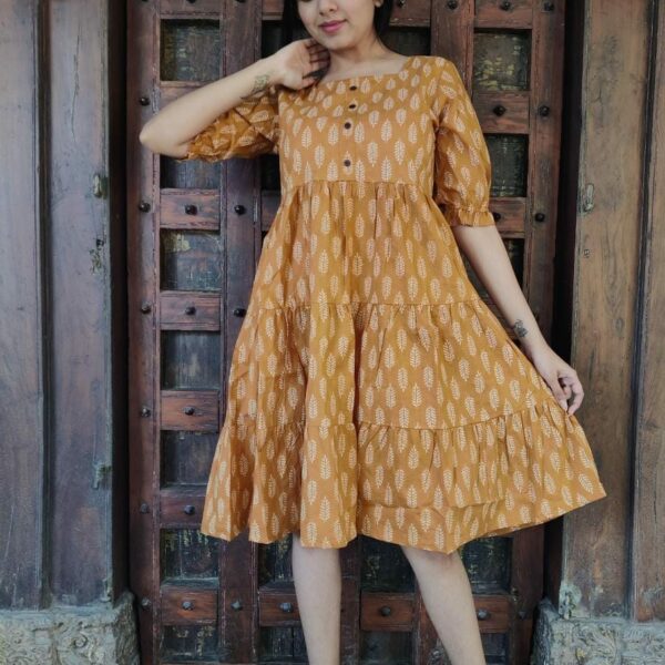 Rajasthani Hand Block Print Cotton Knee Length Midi