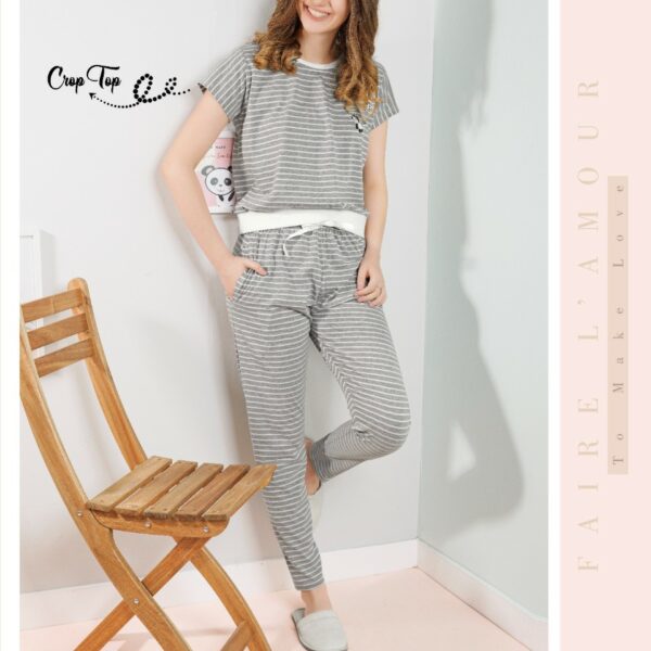 GREY Stylish Crop Airport Outfit & Nightsuit