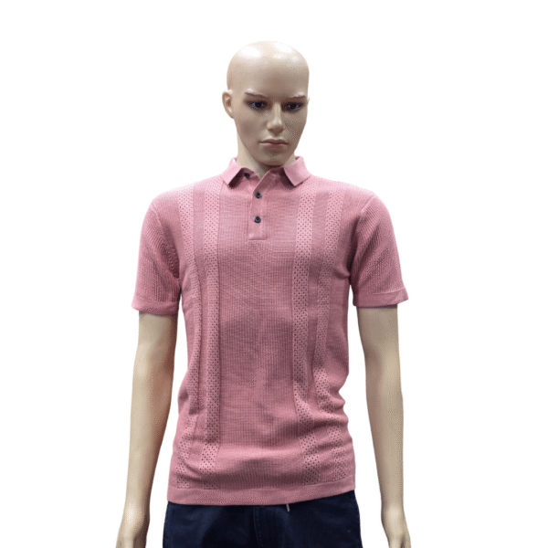 Men's Pink Knitted Polo T-Shirt